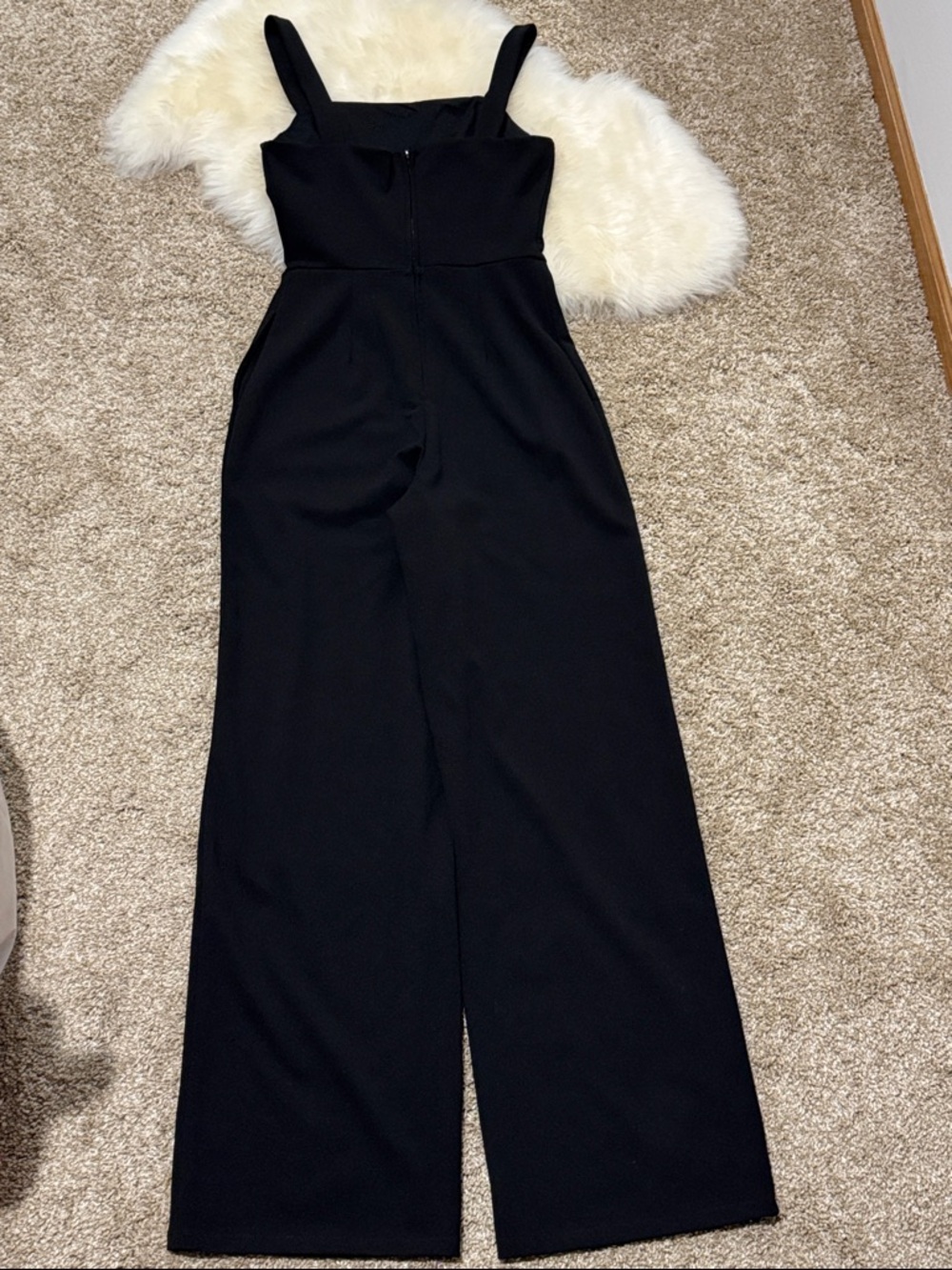 NWOT Crystal Sky Women’s Black Wide-Leg Square-Neck Jumpsuit Size S - Picture 6 of 7